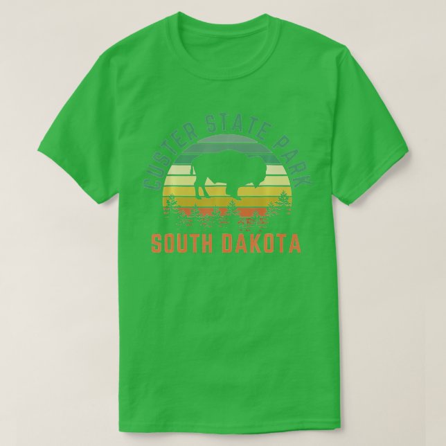 Camiseta Custer State Park South Dakota Buffalo Retro Sunse (Diseño del anverso)