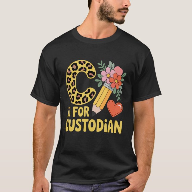 Camiseta Custodian Leopard Janitor and Flowers (Anverso)