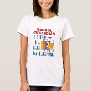 Camiseta Custodio escolar desdibujo camino para aprender