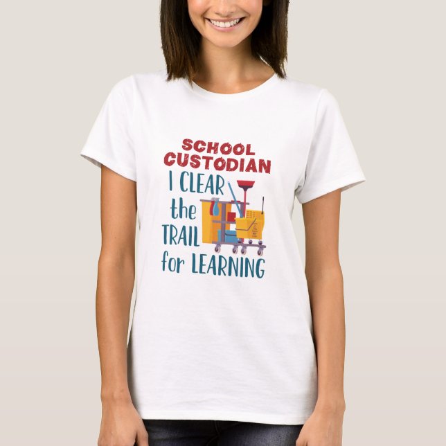Camiseta Custodio escolar desdibujo camino para aprender (Anverso)