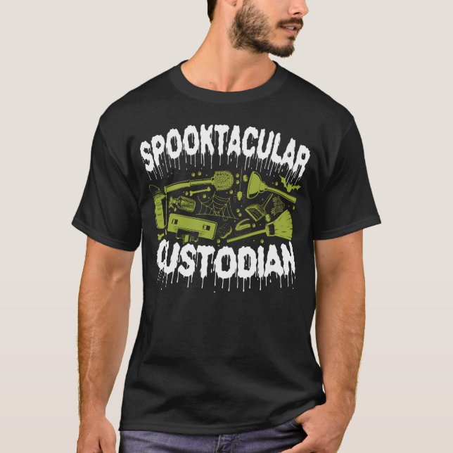 Camiseta Custodio Janitor Spooktacular Custodian Halloween (Anverso)