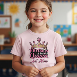 Camiseta Custom 100 Days of School Queen Pink Crown Girly 