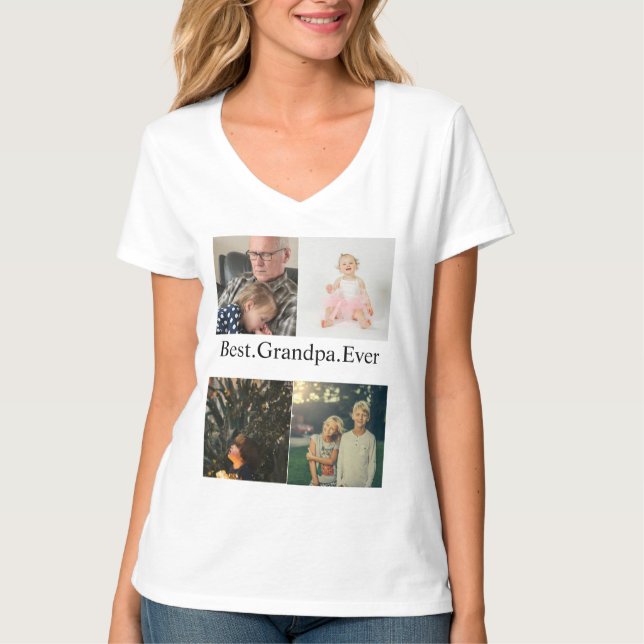 Camiseta Custom 4 Photo Collage Best Grandpa Ever (Anverso)