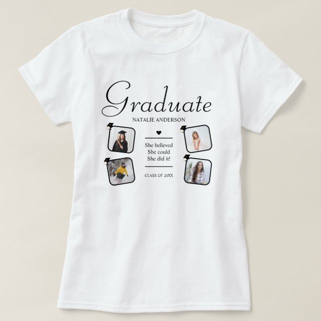 Camiseta Custom 4 Photo Collage Class of 2026 Graduation (Diseño del anverso)