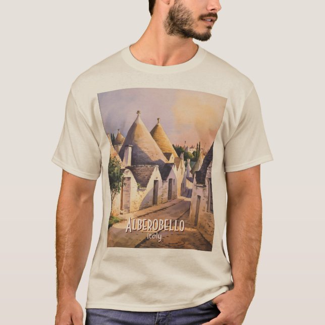 Camiseta Custom Alberobello Trulli House Watercolor Travel (Anverso)