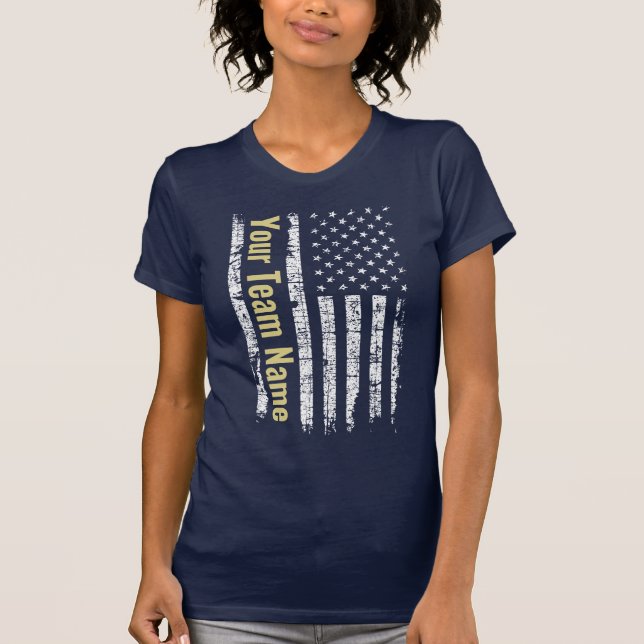 Camiseta Custom American Flag Team Name Sports Mom  (Anverso)