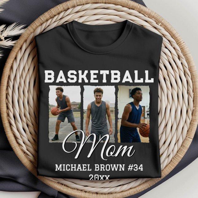 Camiseta Custom Basketball Mom 3 Photo Collage Name Number (Subido por el creador)