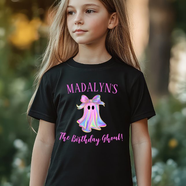 Camiseta Custom Birthday Ghoul (Halloween Birthday Ghoul Faux Metallic Ghost Shirt)