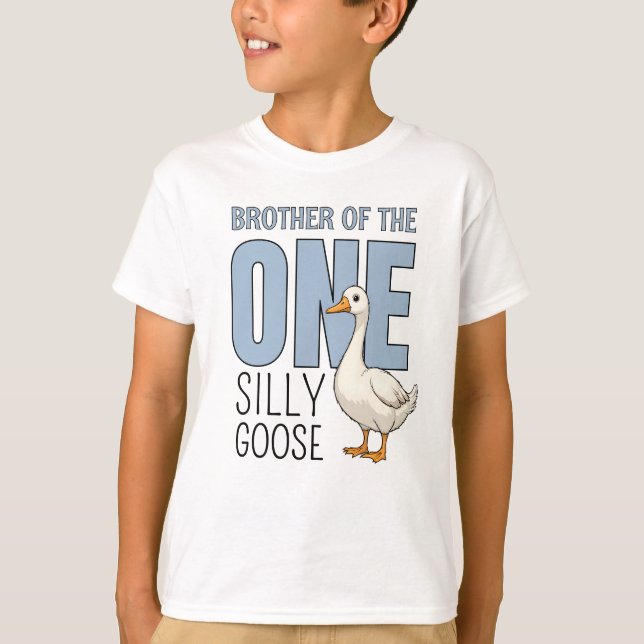 Camiseta Custom Blue Brother of  One Silly Goose Birthday (Anverso)