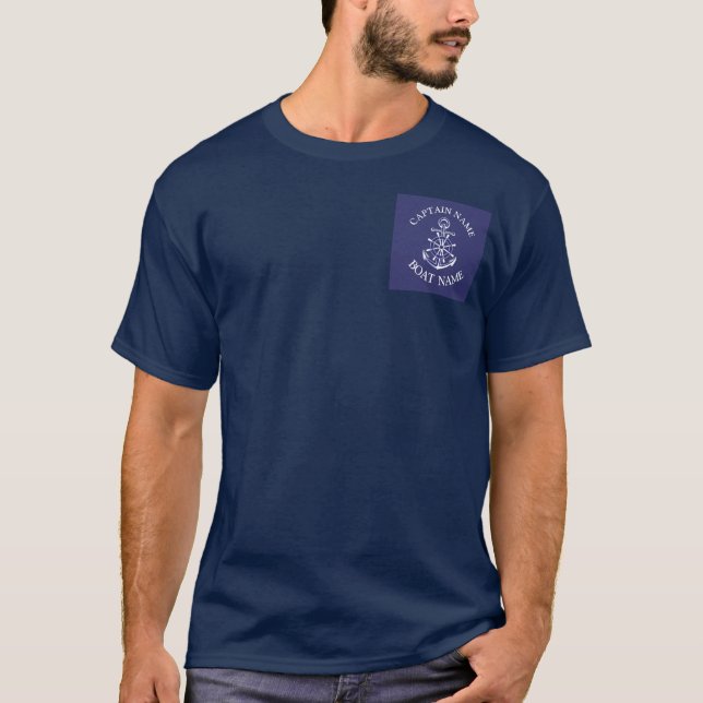 Camiseta Custom boat captain name navy sailor t-shirt (Anverso)
