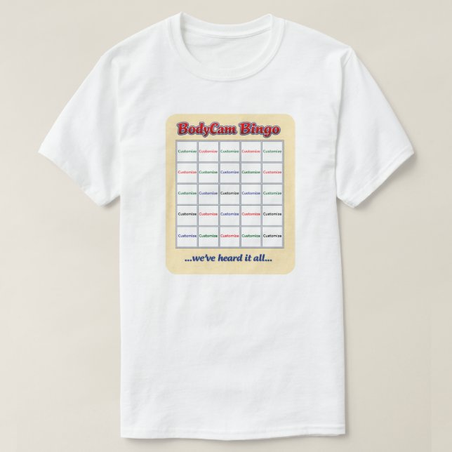 Camiseta "Custom BodyCam Bingo 2" (blanco 1) (Diseño del anverso)