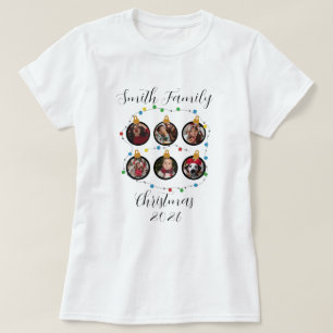 Camiseta Custom Christmas Photo Ornament Design with Festiv