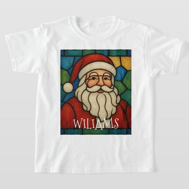 Camiseta Custom Christmas Santa Art Deco Stained Glass (Distribución)