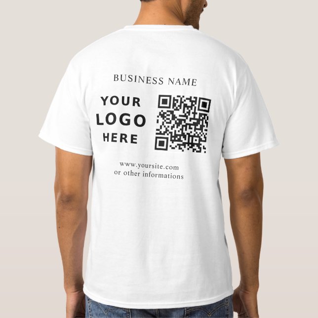 Camiseta Custom Company Business Logo and QR Code (Reverso)