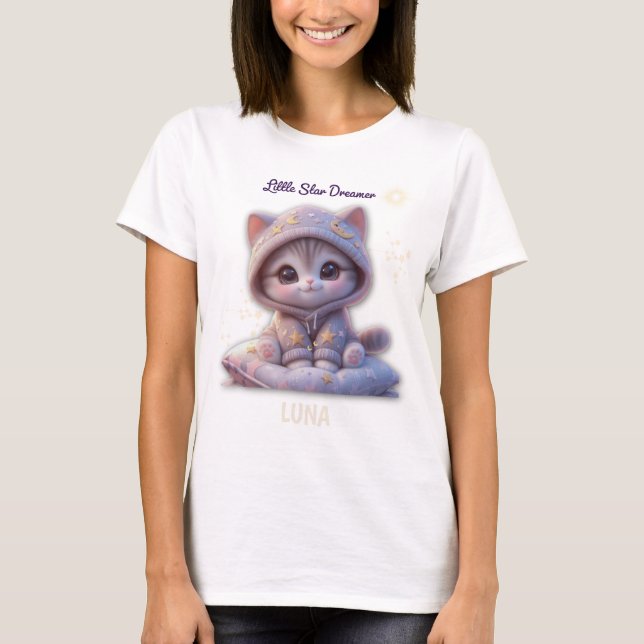 Camiseta Custom Cosmic Cat T-Shirt – Personalized Pastel  (Anverso)