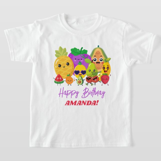 Camiseta Custom Cute Fruit Happy Birthday Kids T-Shirt (Distribución)