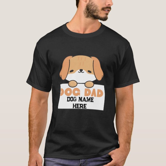 Camiseta Custom Dog Dad Cute Puppy Illustration T-Shirt (Anverso)