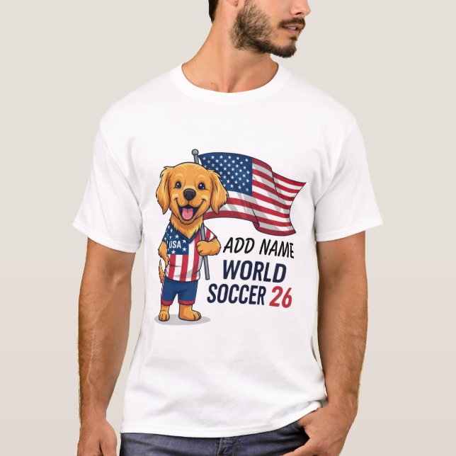 Camiseta Custom Dog Name USA Soccer Fan 26 Golden Retriever (Anverso)