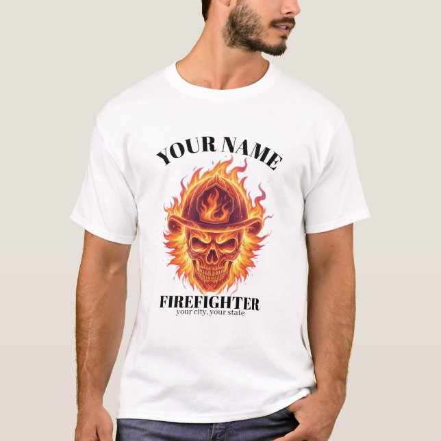 Camiseta Custom Firefighter  Phoenix Flame Skull Rebirth (Anverso)
