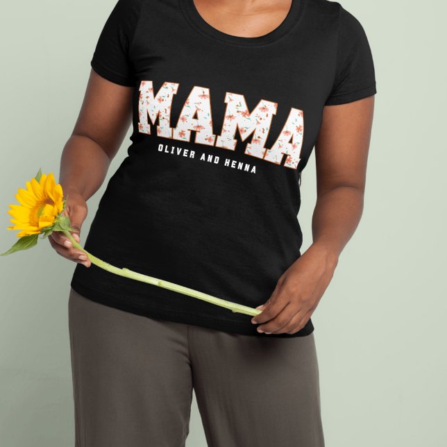 Camiseta Custom Floral Mama with Kids’ Names (Subido por el creador)