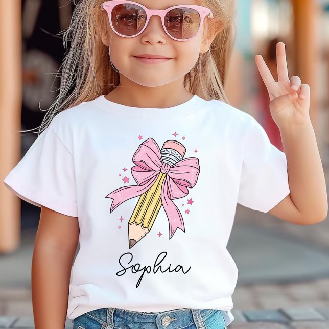 Camiseta Custom Girls Back to School Coquette Pencil Bow (Subido por el creador)