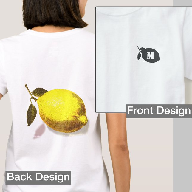 Camiseta Custom Initial Lemon Silhouette Front Back Print (Subido por el creador)