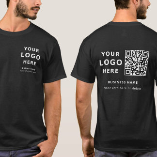 Camiseta Custom Logo and QR Code Employee Modern Black