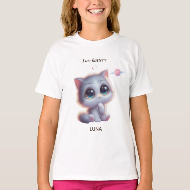 Camiseta Custom Low Battery Cat T-Shirt (Anverso)