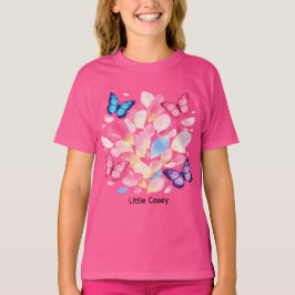 Camiseta Custom Name Butterfly & Flower Kids T-Shirt