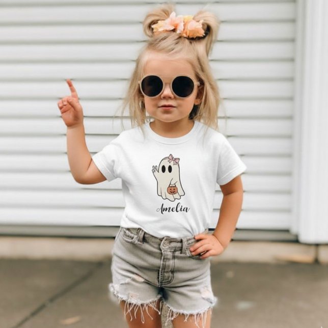 Camiseta Custom Name Cute Ghost Pink Halloween Personalized (Custom Name Cute Ghost Pink Halloween Personalized T-Shirt
)