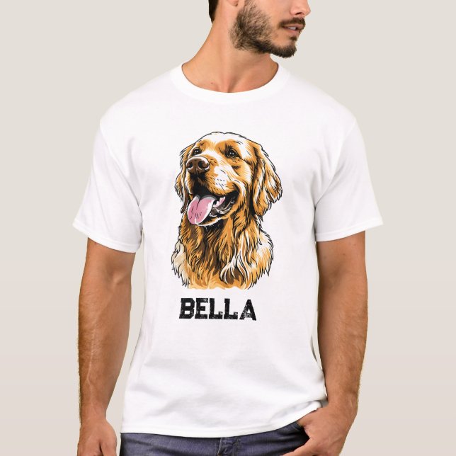 Camiseta Custom Name Golden Retriever Dog Portrait Funny  (Anverso)
