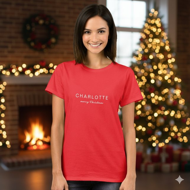 Camiseta Custom Name Joyful Merry Christmas Women (Custom Name Joyful Merry Christmas Women T-Shirt)