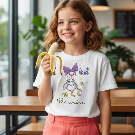 Camiseta Custom Name Mardi Gras Girl Goose Carnival T-Shirt