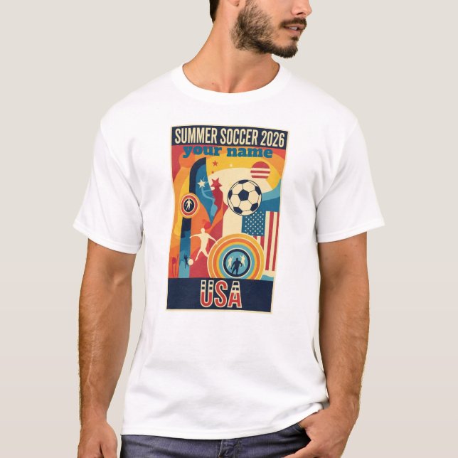 Camiseta Custom Name Summer 2026 Soccer Fan Retro T-Shirt (Anverso)