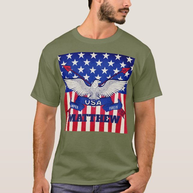 Camiseta Custom Name USA Patriotic Eagle Semper Fidelis Men (Anverso)