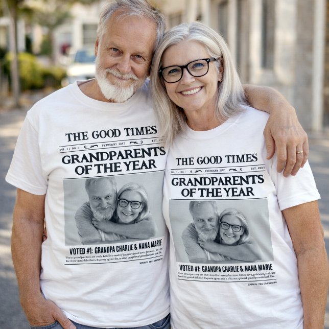 Camiseta Custom Newspaper Shirt, Grandparents of the Year (Custom Newspaper Shirt, Grandparents of the Year T-Shirt)