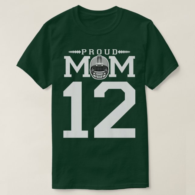 Camiseta Custom Number 12 Proud Football Mom Personalized F (Diseño del anverso)