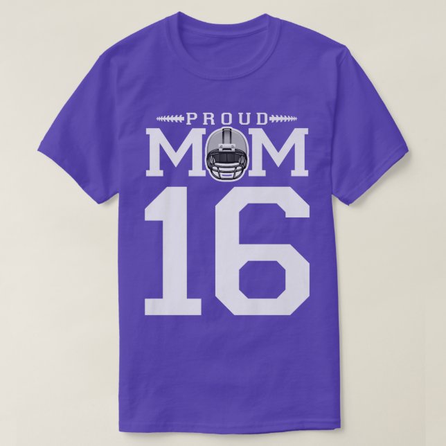 Camiseta Custom Number 16 Proud Football Mom Personalized F (Diseño del anverso)