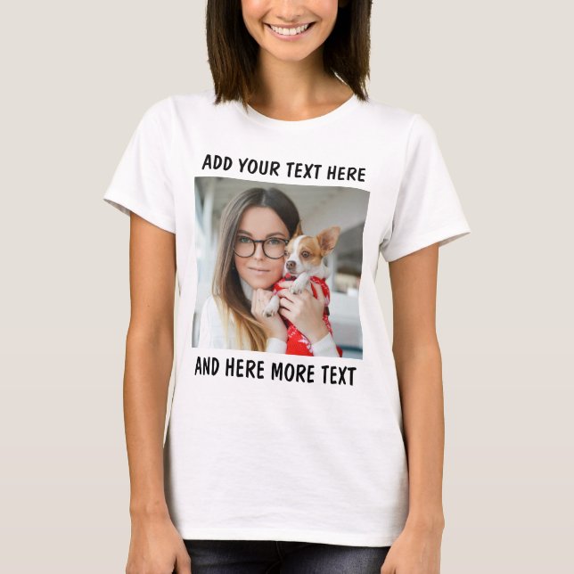 Camiseta Custom Photo and Text Women White (Anverso)