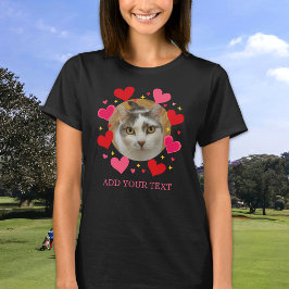 Camiseta Custom Photo Text Red Love Hearts Personalized