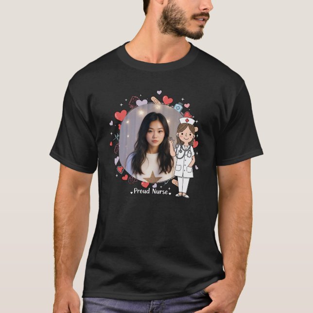 Camiseta Custom Proud Nurse T-Shirt with Photo Frame (Anverso)