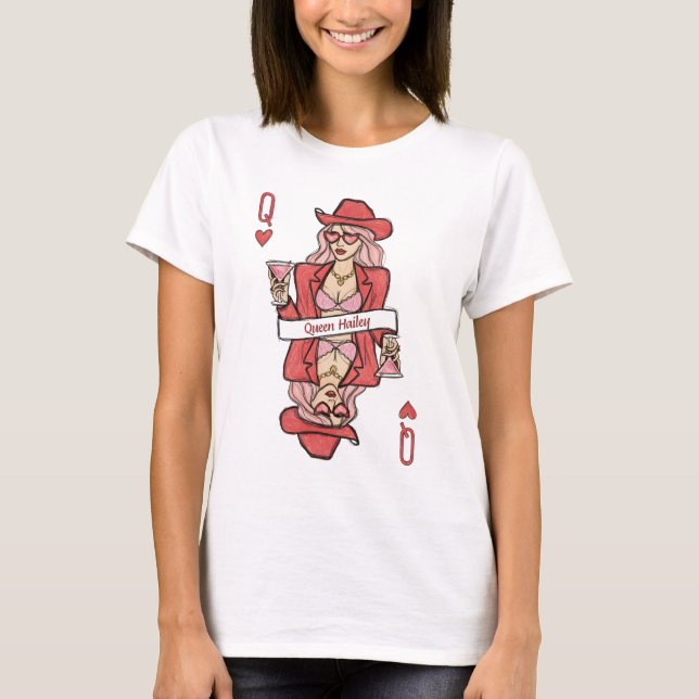 Camiseta Custom Queen of Hearts Doodle Art (Anverso)