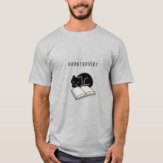 Camiseta Custom Quote Booktrovert Minimalist Cat Men’s