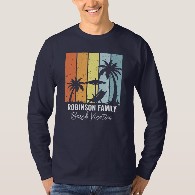 Camiseta Custom Retro Beach Trip Navy Blue Long Sleeve (Anverso)