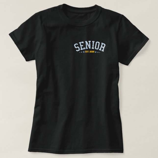Camiseta Custom Senior Class Of 2026 Graduation Blue Floral (Diseño del anverso)