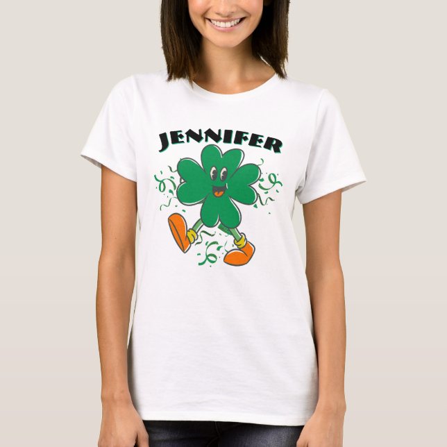 Camiseta Custom Shamrock, Personalized firstName St Patrick (Anverso)