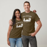 Camiseta Custom Slogan Hiking, Camping, Outdoorsy<br><div class="desc">This graphic tee has illustrations of hilly landscape with evergreen trees in white,  and is ready to be personalized with your own custom text.</div>