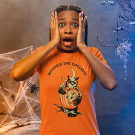Camiseta Custom Slogan Retro Owl and Pumpkin Halloween