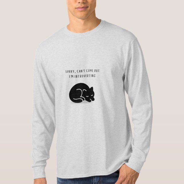 Camiseta Custom Sorry I'm Introverting Cat Men’s (Anverso)