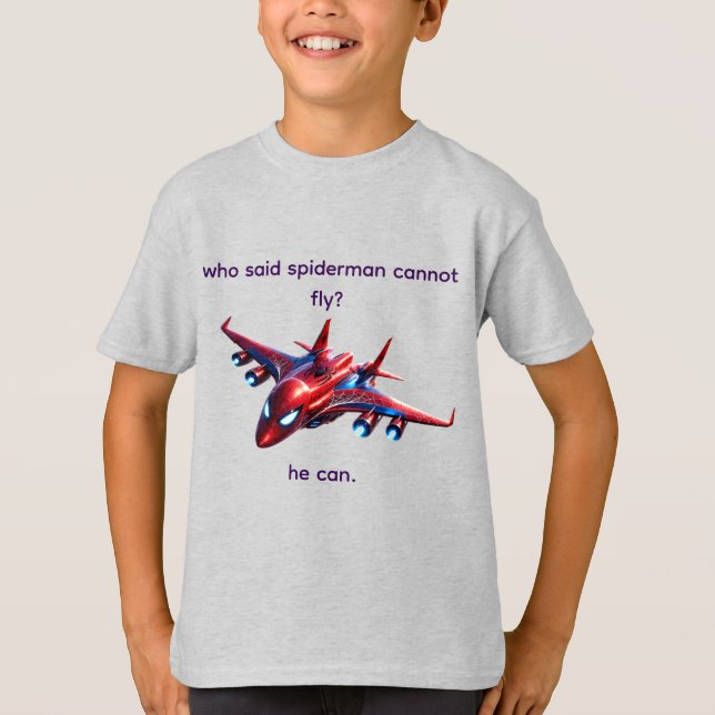 Camiseta Custom Spiderman Web-Plane Kids Birthday T-Shirt (Anverso)